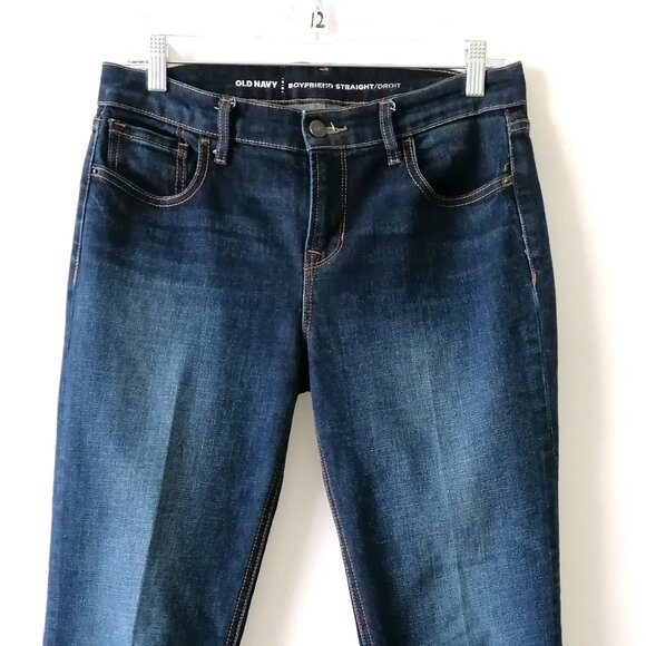 Old Navy Womens Blue Denim Mid Rise Stretch Straight Boyfriend Jeans Size 6 - Picture 2 of 6